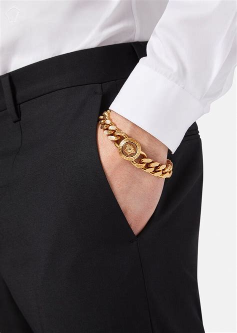 versace men braclet|Versace gold necklace for men.